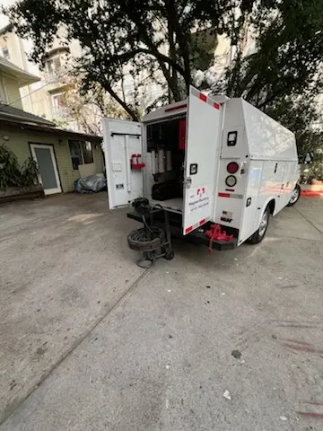 Magnet Plumbing service vehicle on-site for Slab Leak Repair in Angeleno Heights
